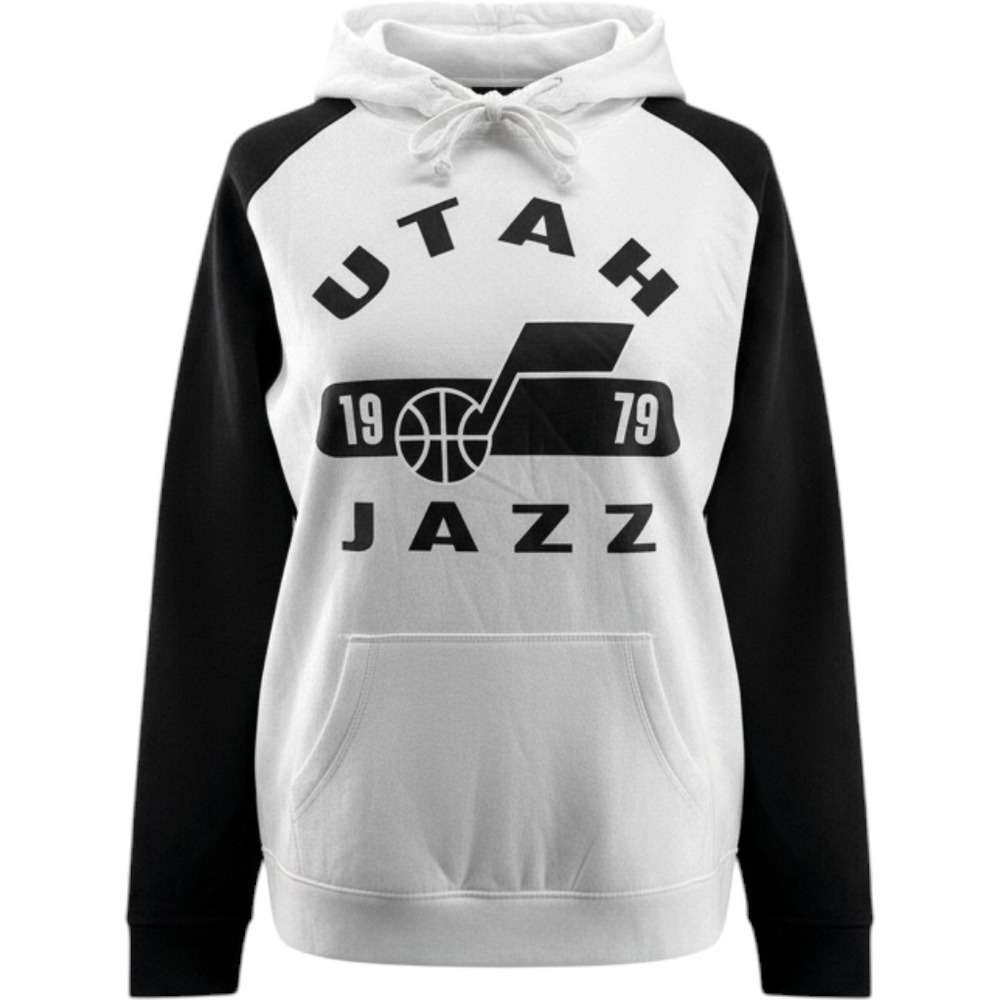 Fanatics NBA Utah Jazz Mens XL Hoodie White Black Colorblock Sweatshirt NEW